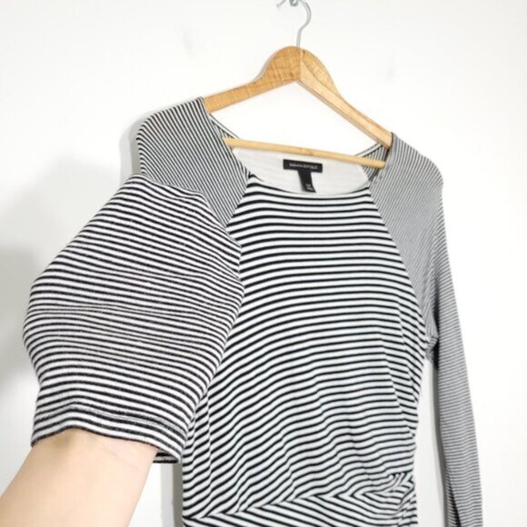 Banana Republic Women's Black White Striped Long Sleeve Knee Length Dress Sz S - Picture 7 of 11